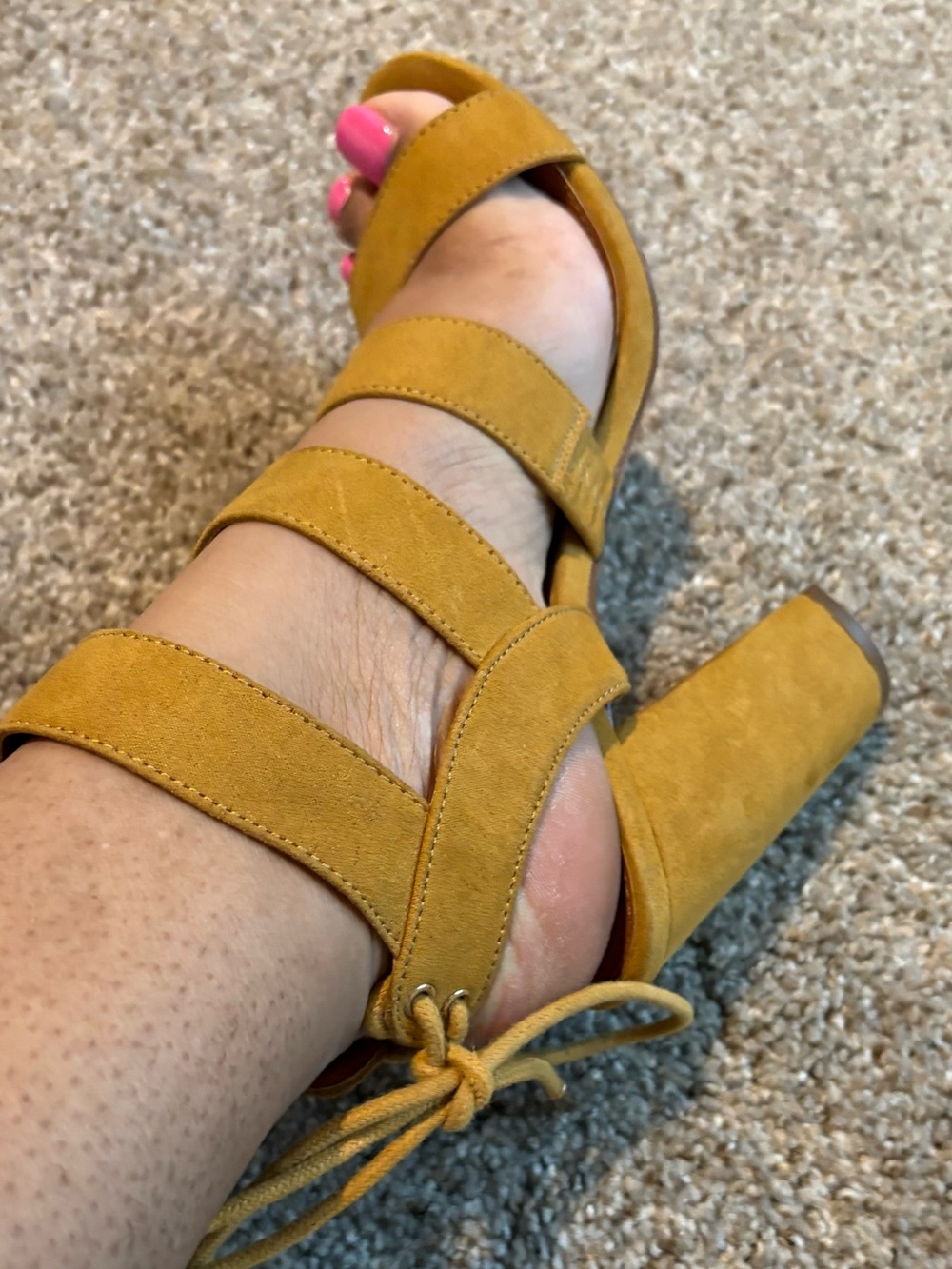 Women’s Mustard Strappy Block Heel Sandals